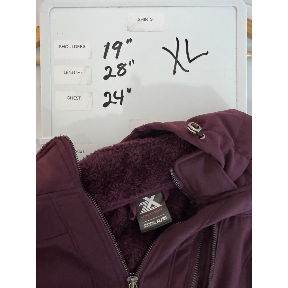 ZeroXposur Women's Softshell Jacket XL Purple Faux Fur Lined Hooded Winter - Picture 9 of 11